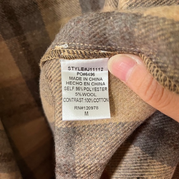 Entro Brown Plaid Fringe Sleeveless Drapey Open Front Wool Blend Vest Size M - Picture 9 of 9